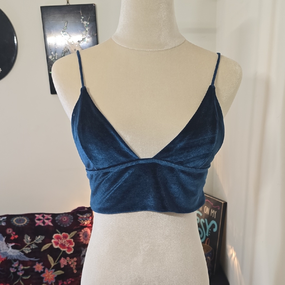 Emma & Sam Deep Blue Velvet Bralette Top